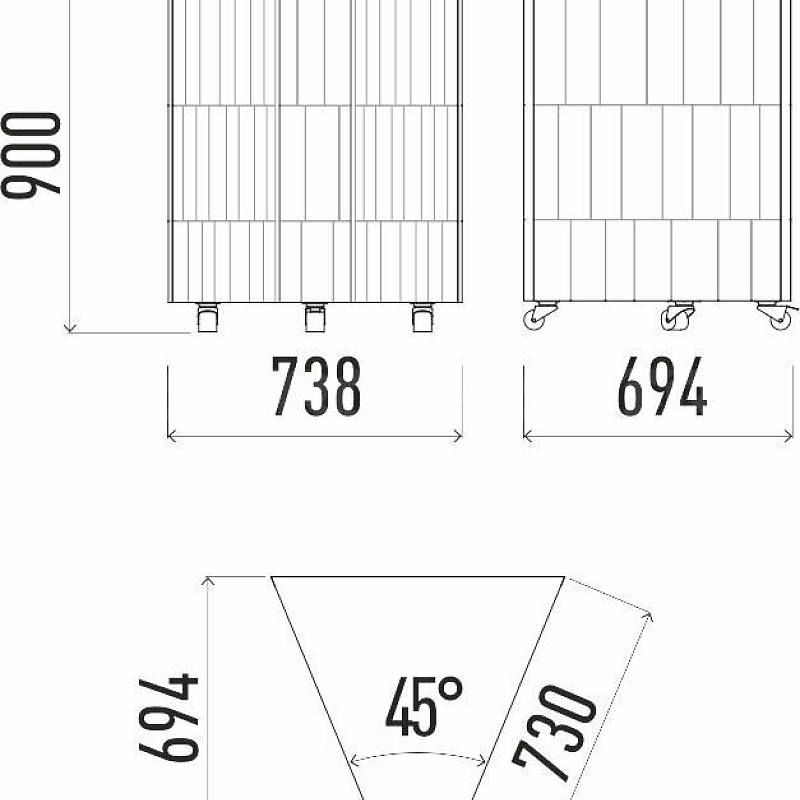 Neutrální rohový modul 45 NE 45°