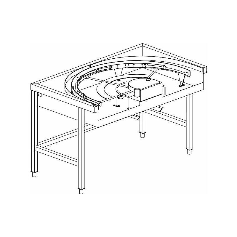 Stůl rohový 180° mechanizovaný 850 x 1500 x 850 mm