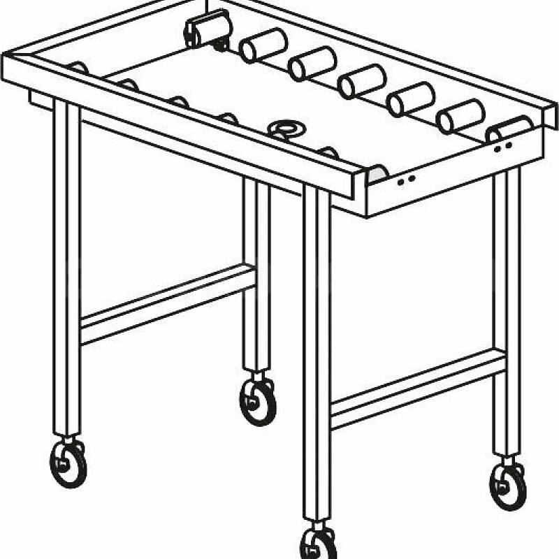 Stůl válečkový pojízdný s vanou 1640 x 650 x 850 mm
