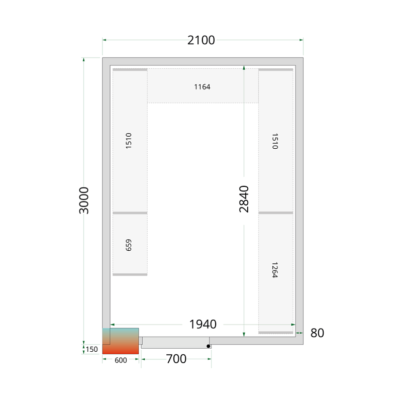 Panely ke stavebnicovým boxům 80 mm TEFCOLD CR 210x300x220