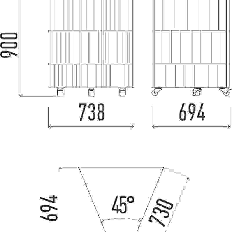 Neutrální rohový modul 45 NE 45°